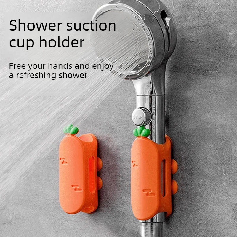 Shower Head Holder Suction Cup Adjustable Silicone Bathroom Shelf No Drill Reusable Storage Organizer Bracket Shower Accessories