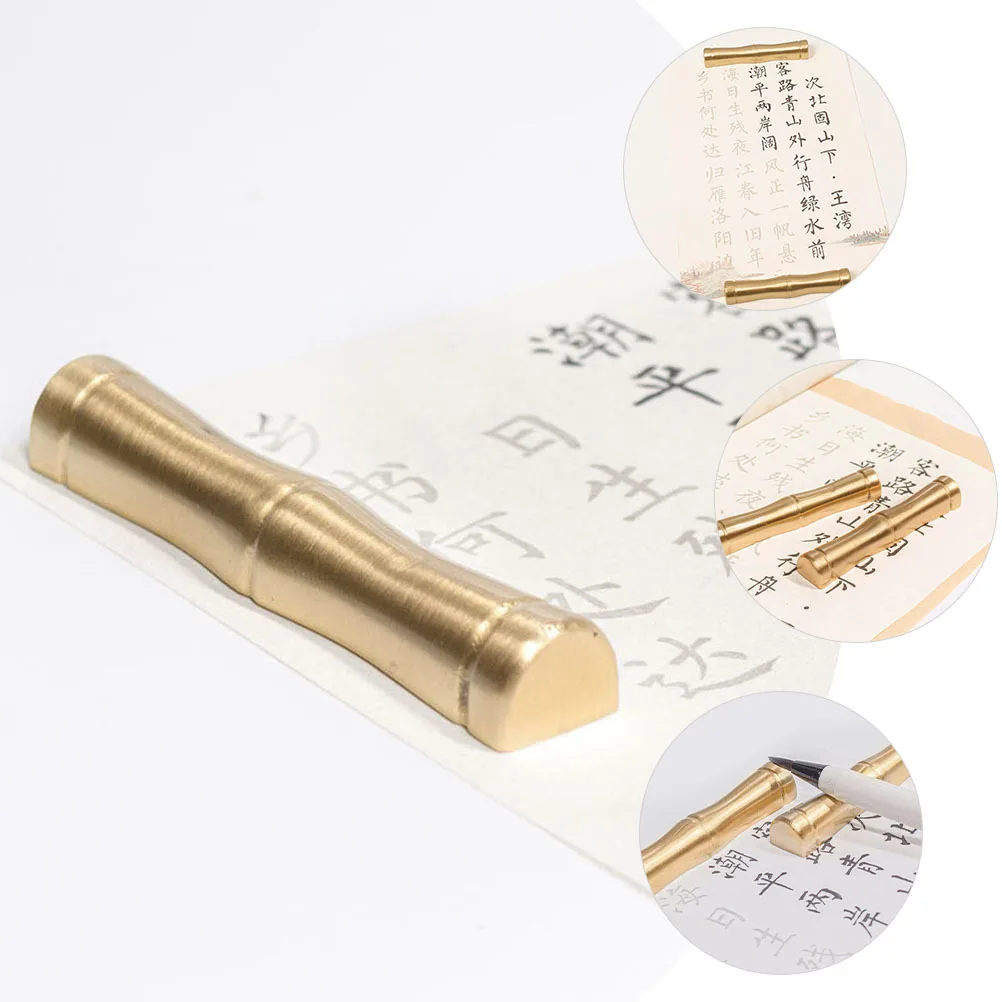 

Calligraphy Pen Holder Brass Retro Desk Pen Rack for Brush Pens Ink Writing Brush Stand Home Office Decoration