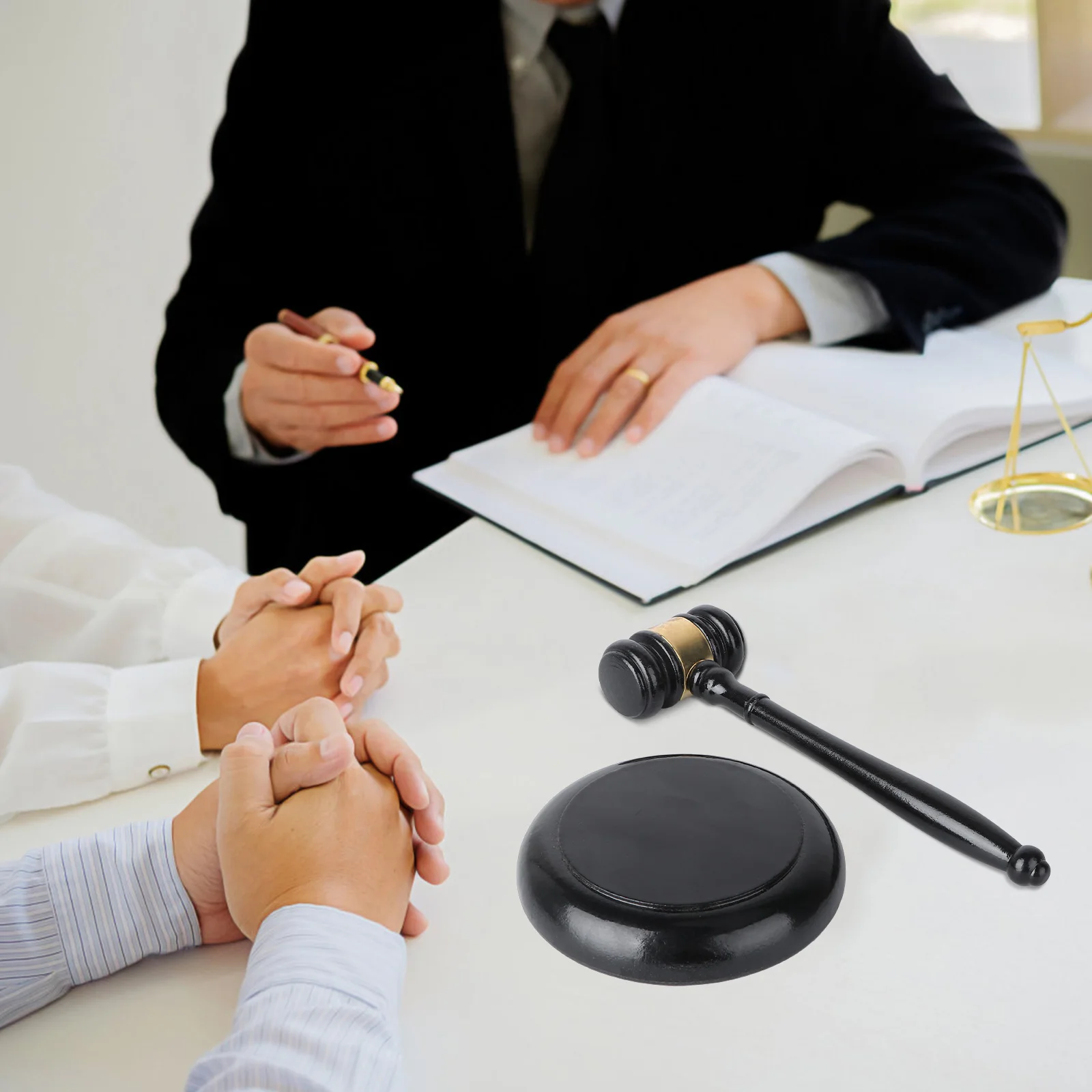 1 مجموعة 1 مجموعة القاضي المطرقة مع قاعدة مطرقة مزاد خشبية المحمولة المدمجة خشب متين حفل المحكمة هدية للمحامي الرئيس الأسود