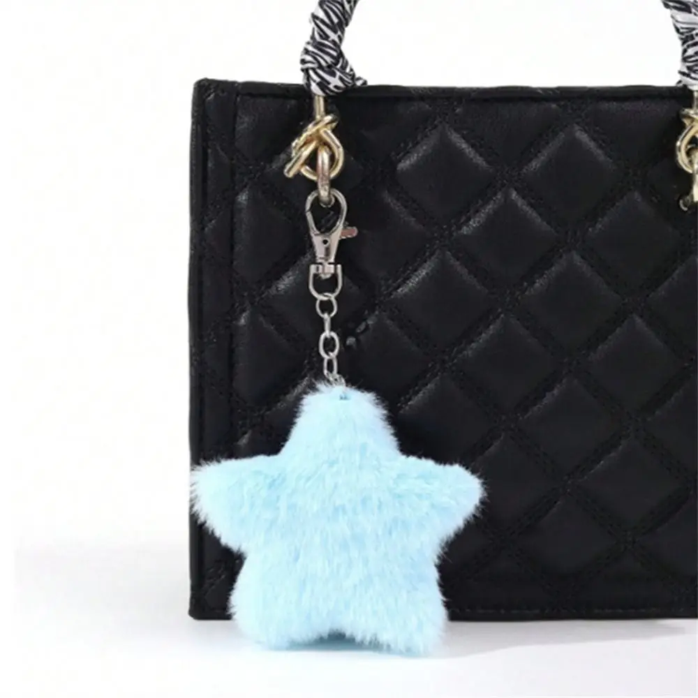 Furry Star Doll Star Plush Pendant Five-pointed Bag Pendant Pentagram Hairball Pompom Fluffy Soft Star Key Chain Car Key Ring