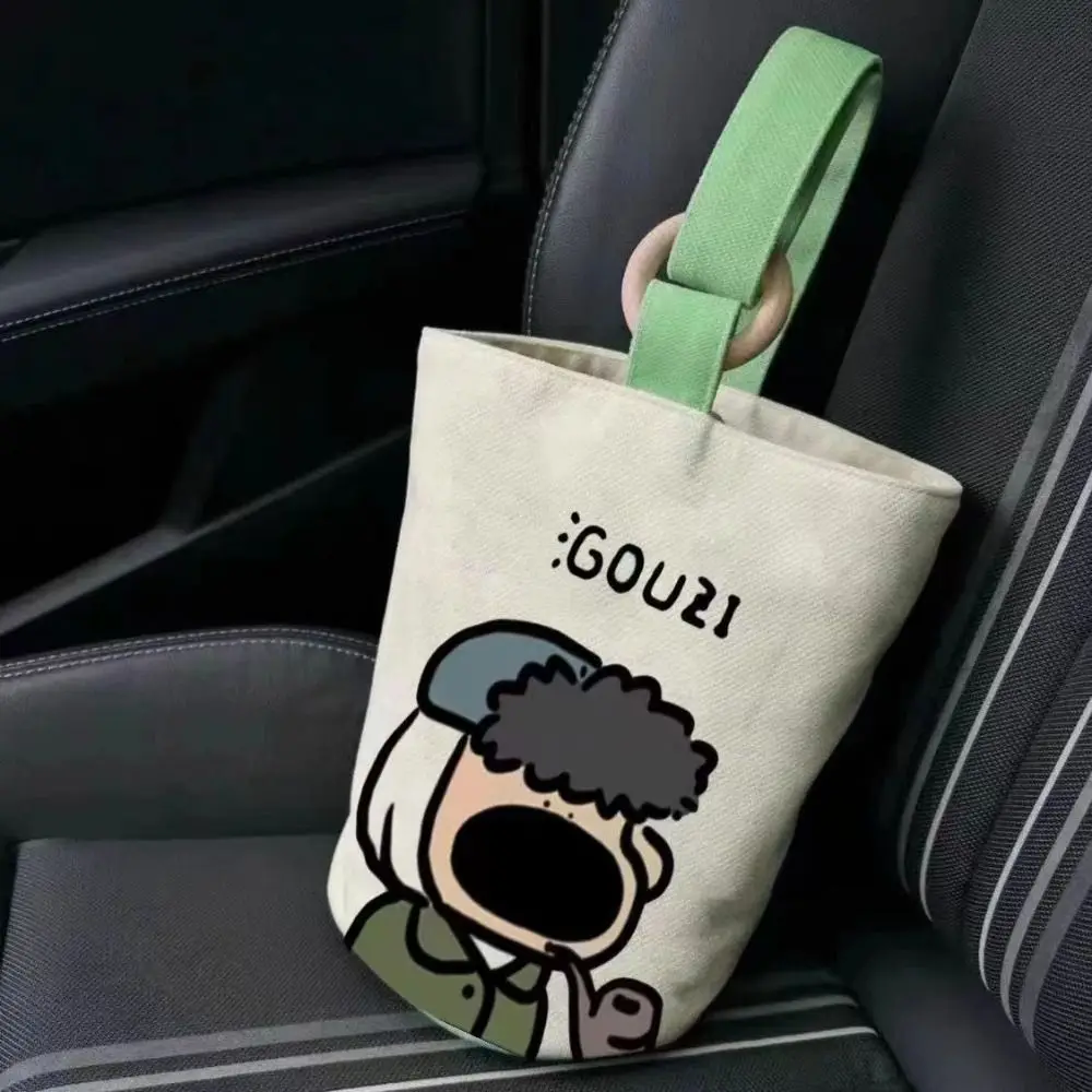 Cartoon Printed Bucket Bag Fashion Portable Canva Lunch Pouch Large Capacity Tote Bag