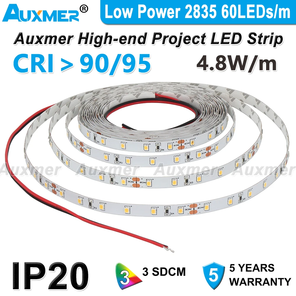 Striscia LED 5m 58W 24V Bianco Freddo 4000K - 300 LED SMD2835, CRI>90, Autoadesiva E Tagliabile Per Illuminazione Interni