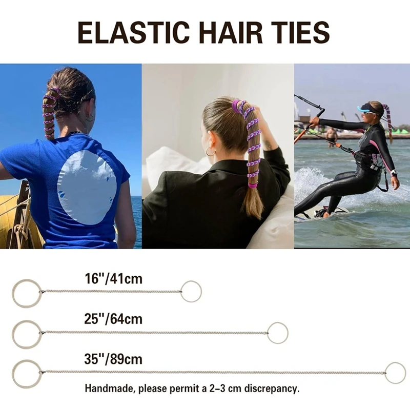 3 Pack Ponytail Holders Elastic Hair Ties For Thick Hair,Tie For Water Wind Sport Strong Braided Pony Tails Hair Ties