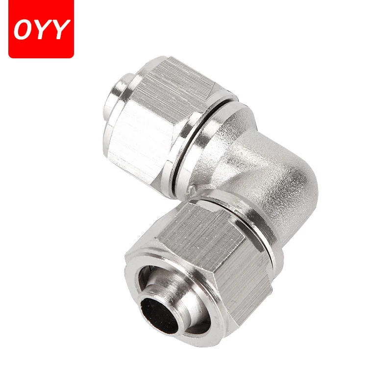 30PCS Pneumatic Fittings All Copper Quick Screw Joint PV-4 6 8 10 12 14 16mm Trachea Right Angle Quick Connector