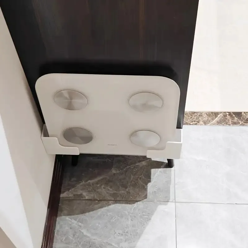 Badezimmer-Aufbewahrungsregal ohne Bohren – wandmontierter Waage-Organizer mit starkem Kleber, langlebiger Kunststoff für Fitnessstudio und Zuhause – Detail 7