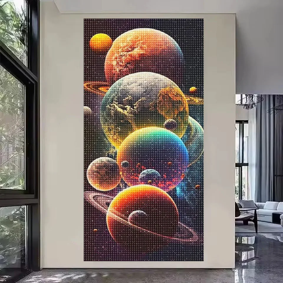 DIY 5D Diamond Painting Kit,Color Planets Cosmic Galaxy Space Full Drill Diamond Art, Mosaic Cross Stitch for Home Decor Gift