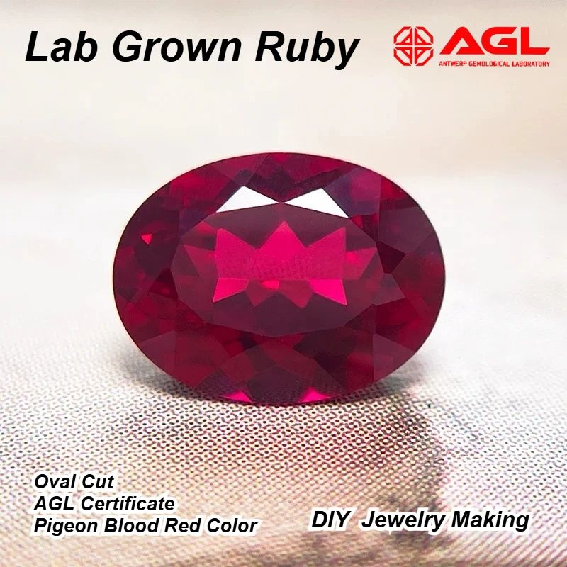 

Lab Grown Ruby Oval Cut Pigeon Blood Red Color High-quality DIY Charms Jewelry Making Main Materials Selectable AGL Certificate