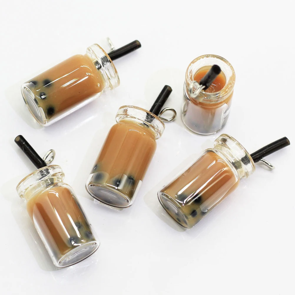 

20 Pcs Imitated Milk Tea Ear Pendant Photo Props Simulated Decor Creative Earrings Funny Charms Coffee Mug Personality