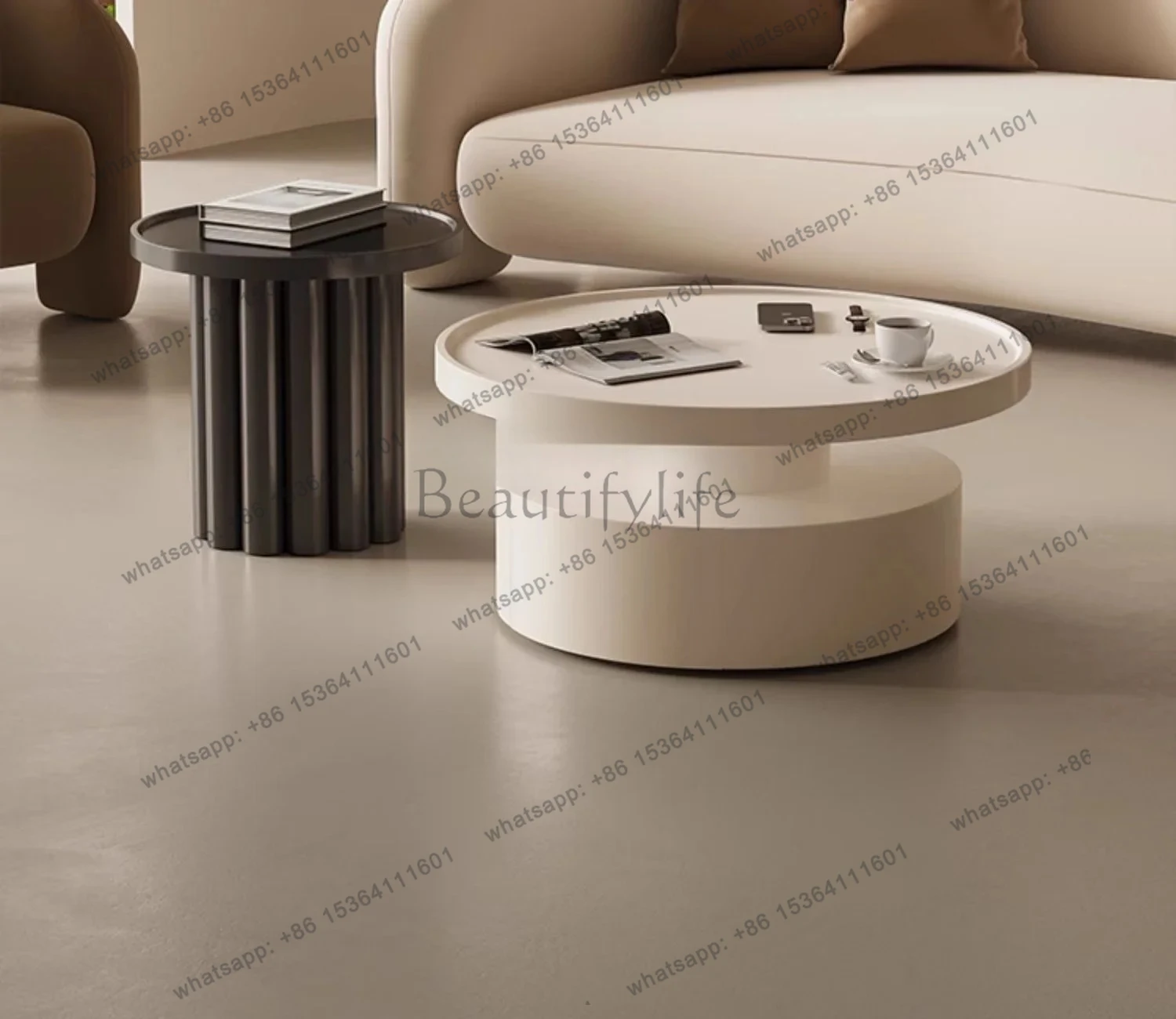 

Light Luxury Tea Table Living Room Home Cream Style Tea Table Creative round Tea Table Simple