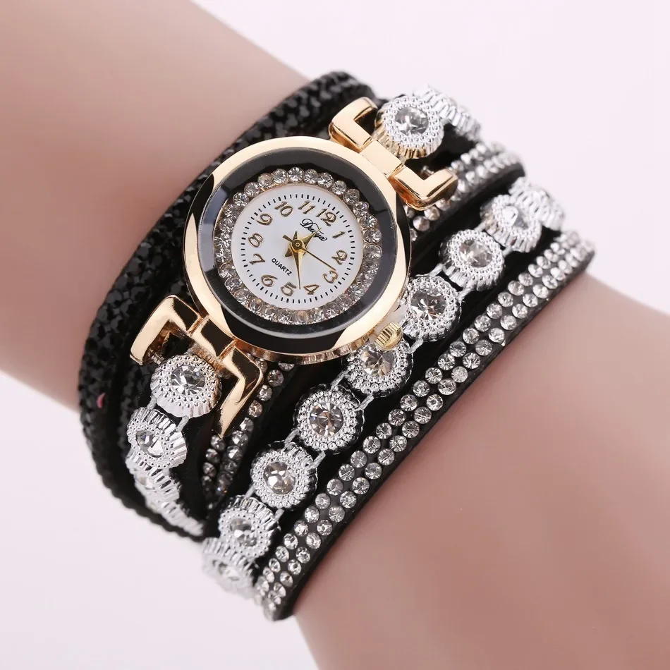 Reloj de pulsera para mujer, Vintage, con diamantes de imitación, esfera de cristal, relojes de pulsera analógicos de cuarzo, reloj femenino Нару ende Часы Жletiе informal