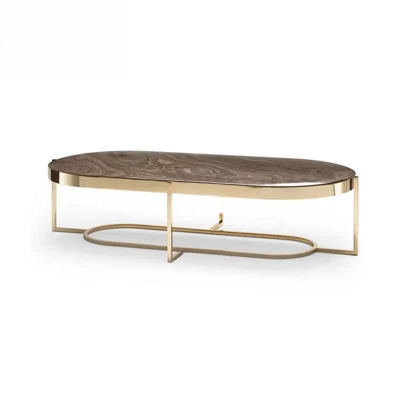 

A High-end Design Furniture Marble Top Luxury Living Room Stainless Steel Coffee Table