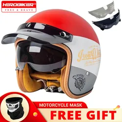 Motorcycle Helmet Retro Helmet 3/4 Open Face Helmets Vintage DOT Certification Moto Helmet Half Face Men Women For Four Seasons