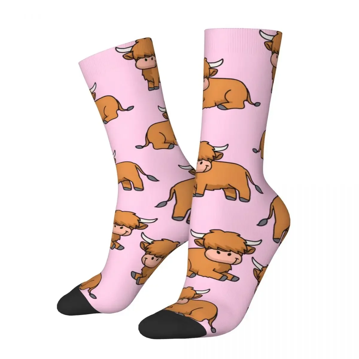 Crazy compression Scottish Highland Cow Gifts Women Pink Cow Highland Cow Sock for Men Harajuku Quality Pattern Crew Sock