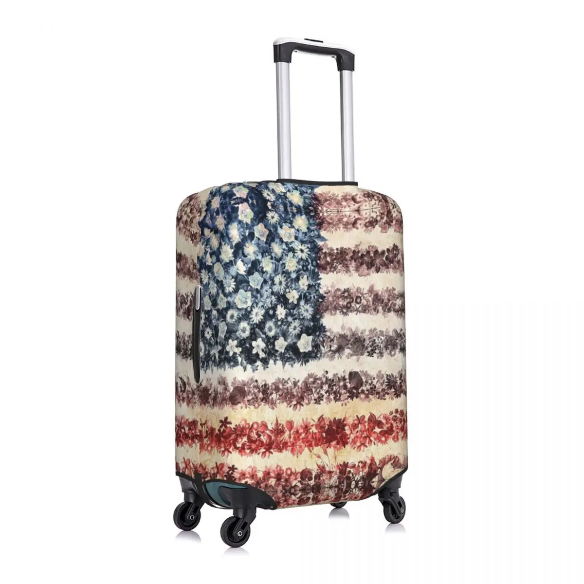 Usa Flag American Flag Floral Suitcase Cover Fun Business Protector Luggage Case Vacation