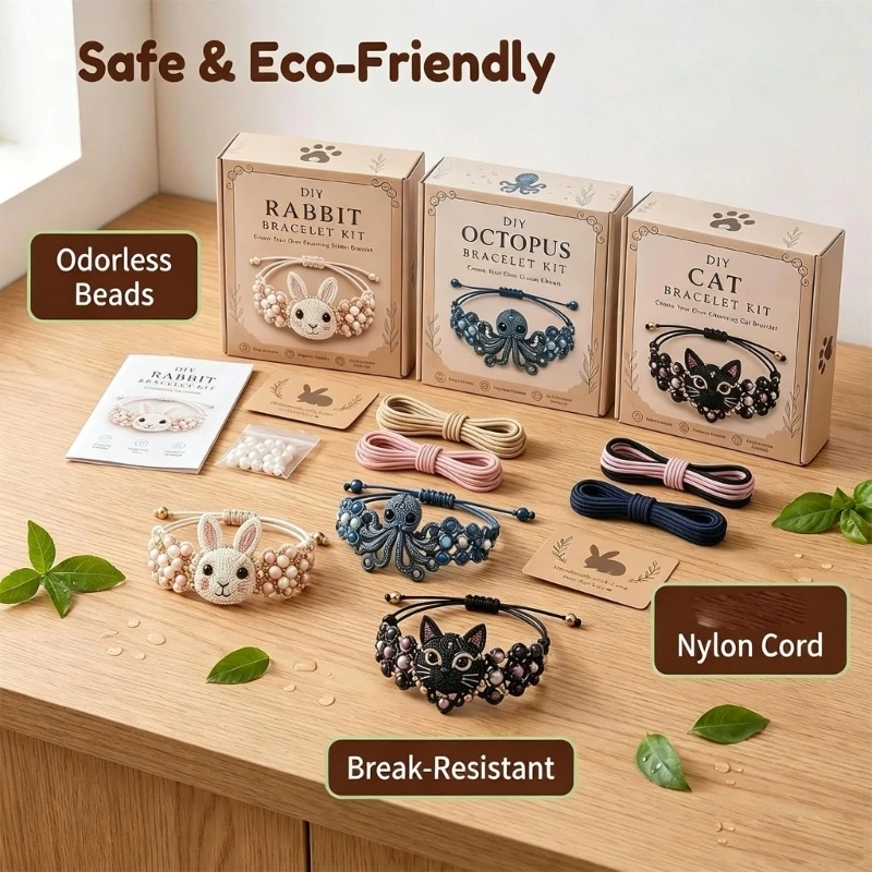 Bracelet Making Set for Kids, Adjustable Wearable Craft Project for Beginners and Family Hands On Activity Use A2UB