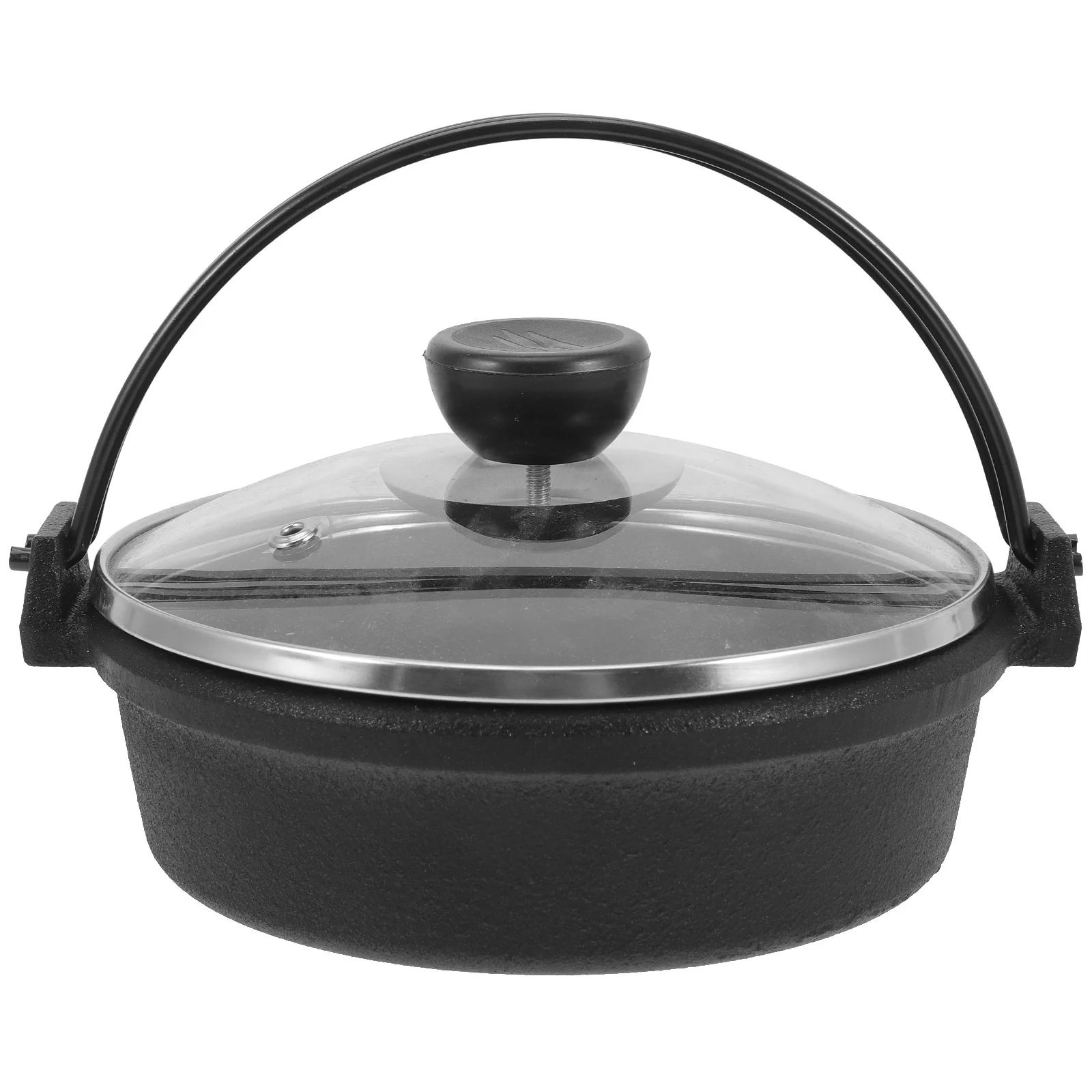 

1Set Cast Iron Pot Sukiyaki Hot Pot Japanese Style Kitchen Saucepan Pan Sturdy Hanging Handle Multi Use Outdoor