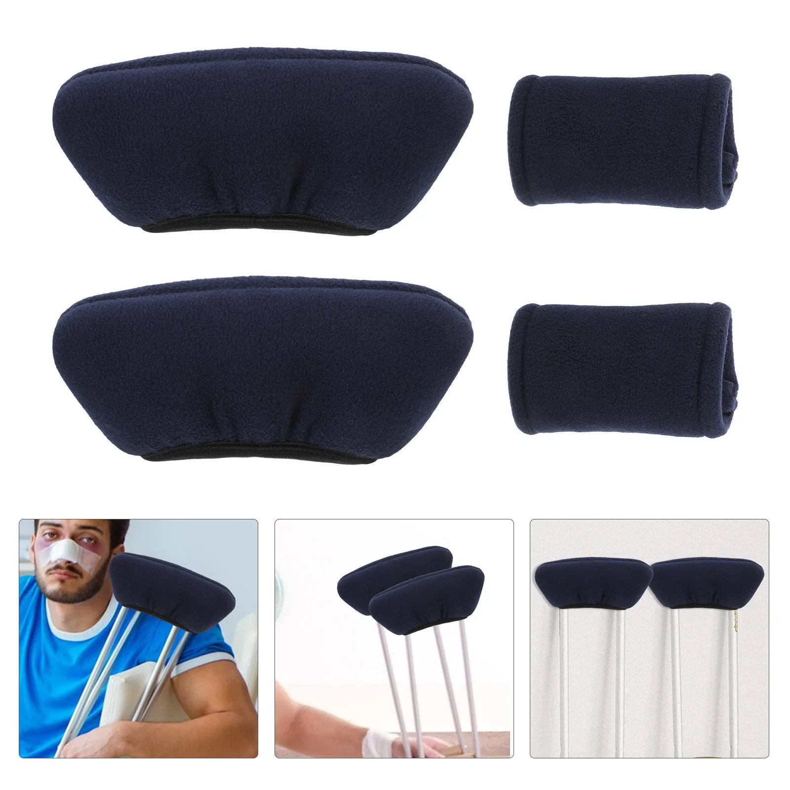 

Cushion Crutch Pad Anti-Slip Handle Grip Replacement Cane Feet Blue Soft Cotton Universal Underarm Walker Pads Support Foot