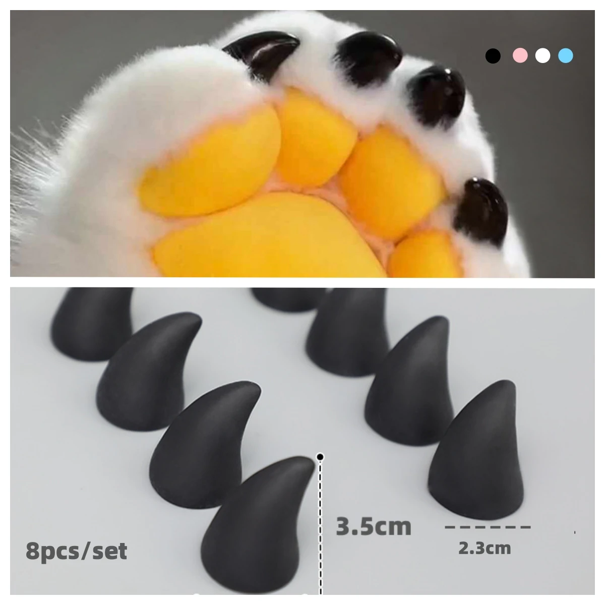 8 PCS/Set Hand-made Animal Gloves Accessories Fursuit Anime Claw Cos Props Accessories DIY Imitation Obtuse Nails Multi Colors