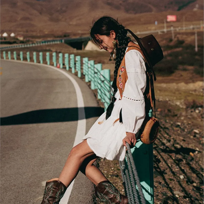 Chaleco de estilo nacional con flecos para mujer, traje de viaje