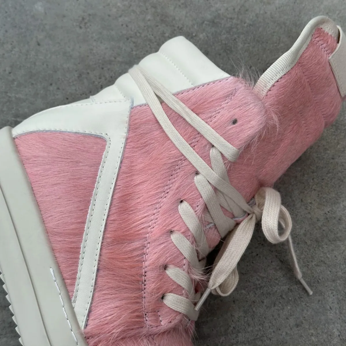 R-o Classic Boots Men Shoe Pink Horse Hair Women High Top Shoes Sneaker White Leather Pink Horsehair Ankle Boot Outside Sneakers