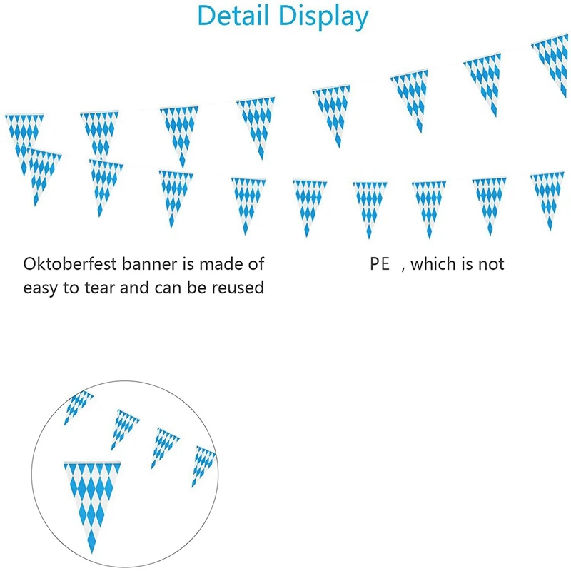 New-6Pcs 10M Bavarian Garland Decoration Bavaria Party Oktoberfest Pennant Bavarian Banner Bavaria Photo Prop