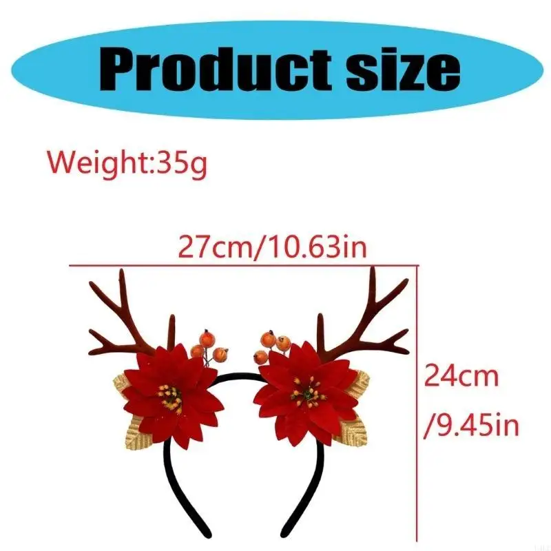 U4LE – bandeau nouvel an, accessoires Photo, bandeau amusant, fleur, karaoké, cerceau pour cheveux, bois noël pour scène