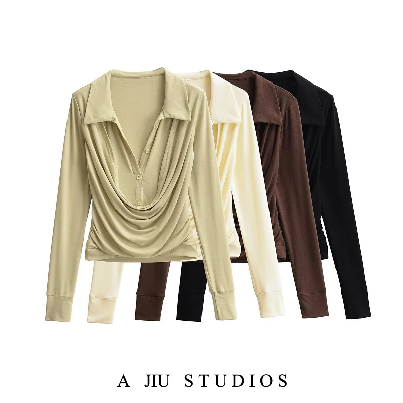 

Облегающая футболка Long Sve, женская дизайнерская футболка Sense Base irt, универсальный топ Aosphere Pure Desire, искусственный двухсекционный топ с открытой бу...