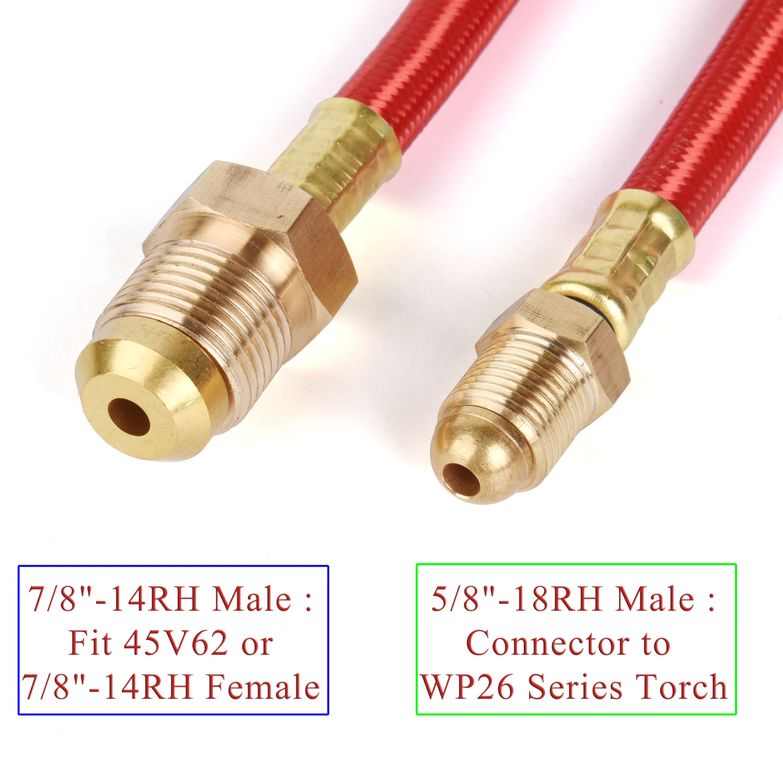 3.8M (12.5ft) cáp Nguồn Gas Đỏ Vòi Hàn TIG Đèn Pin Gói WP26 Series 7/8 "-14RH 250A Phù Hợp Với 45V62 Cổng Kết Nối