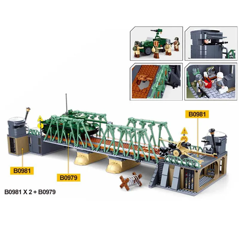 New Military World War 2 Battle of Budapest Bridge Winter Counterattack Army Building Blocks Kit Bricks Classic Model Toys Gift