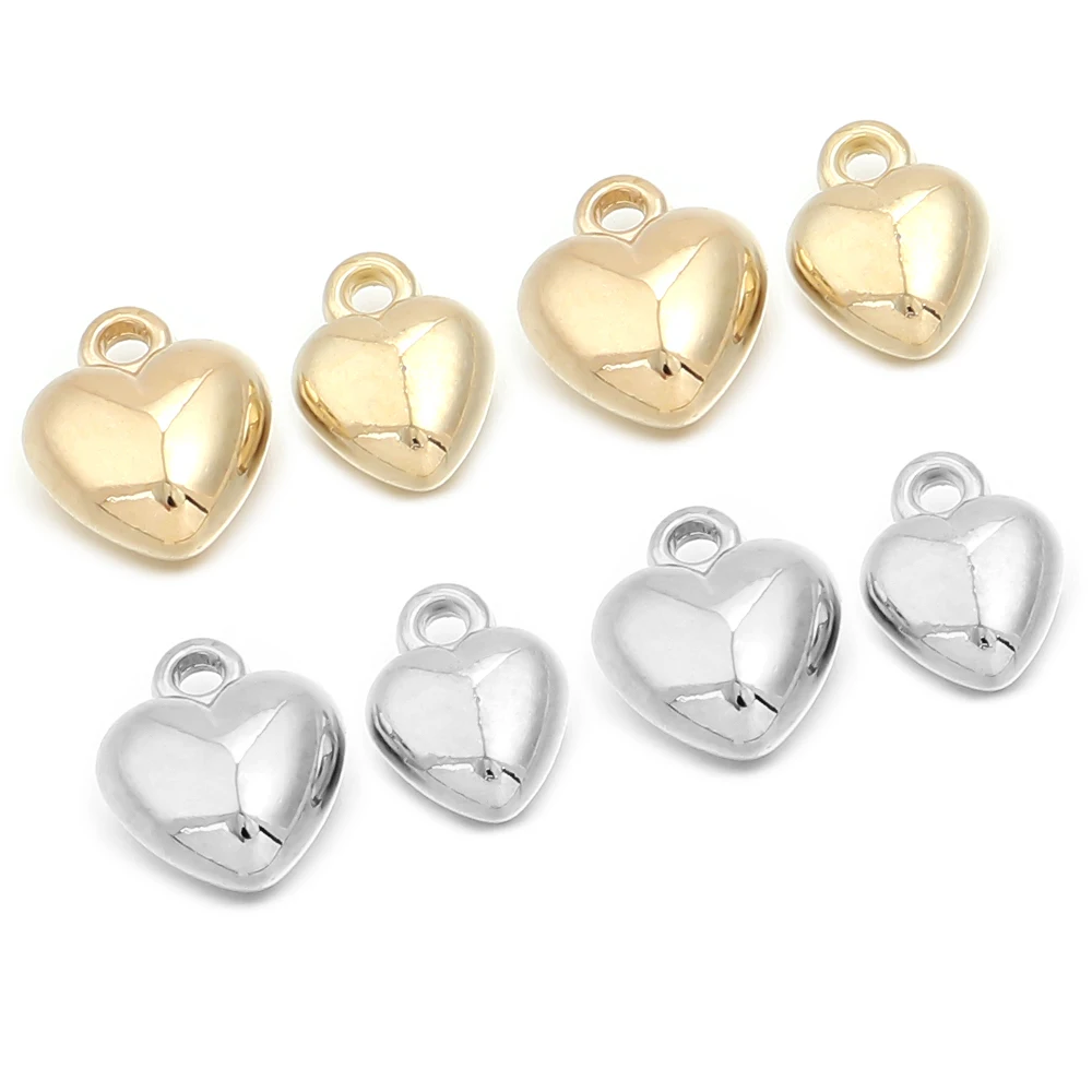 100pcs Heart Bead Charm Gold Silver Plated CCB Plastic Small Pendant for DIY Jewelry Making Bracelet Necklace Earring Pendant view 4