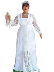 Outfits Elegant Women Two Piece Set Clothing African Long Sleeve Lace Dresses Party Evening Gown Dubai Kaftan Abayas 2025