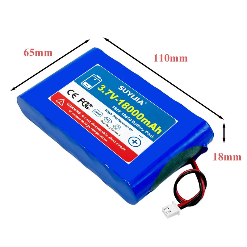 3.7V 18000mAh 18650 3000mAh with Wires Lithium Ion Rechargeable Battery with PCB for Bluetooth Speaker Solar Headlights