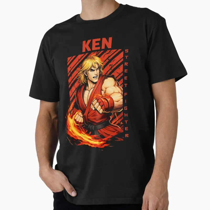 

Ken 0128 Street Fighter 80s Cartoon Combat Videogame Gift t shirt Retro Arcade game Graphic Tee Y2K Clothes All size Tops