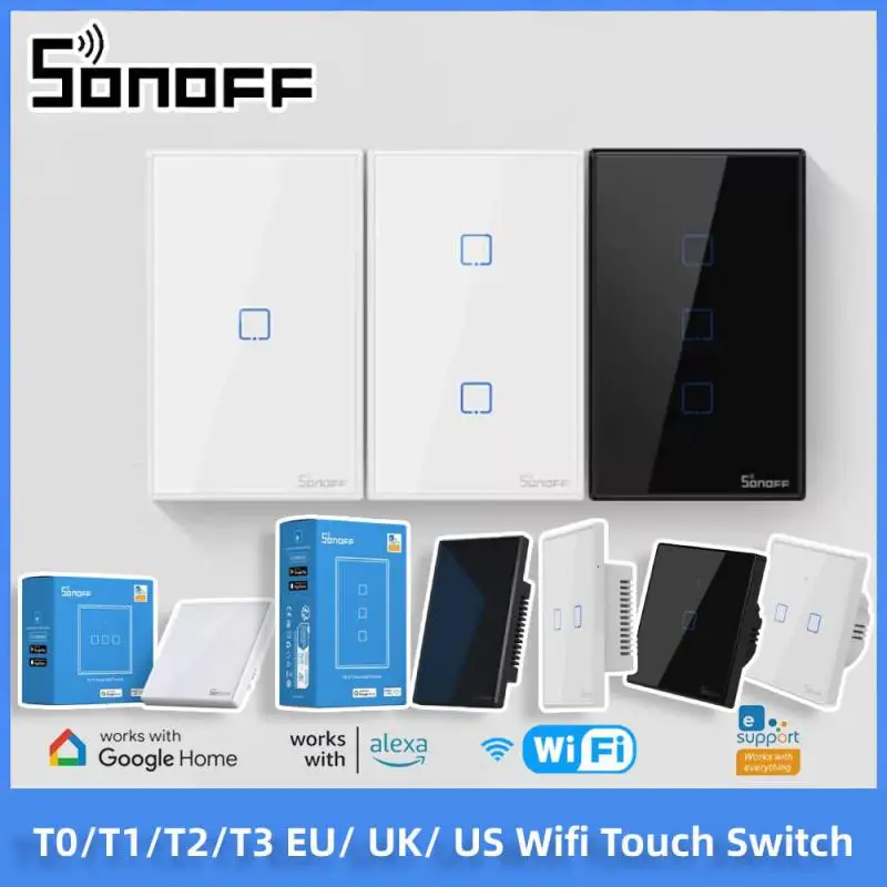 SONOFF T0/T1/T2/T3 EU/UK/US WIFI/ 433mhz RF Smart Wall Touch Switch 1/2/3 Gang Remote Control Wifi Light Switches For Smart Home