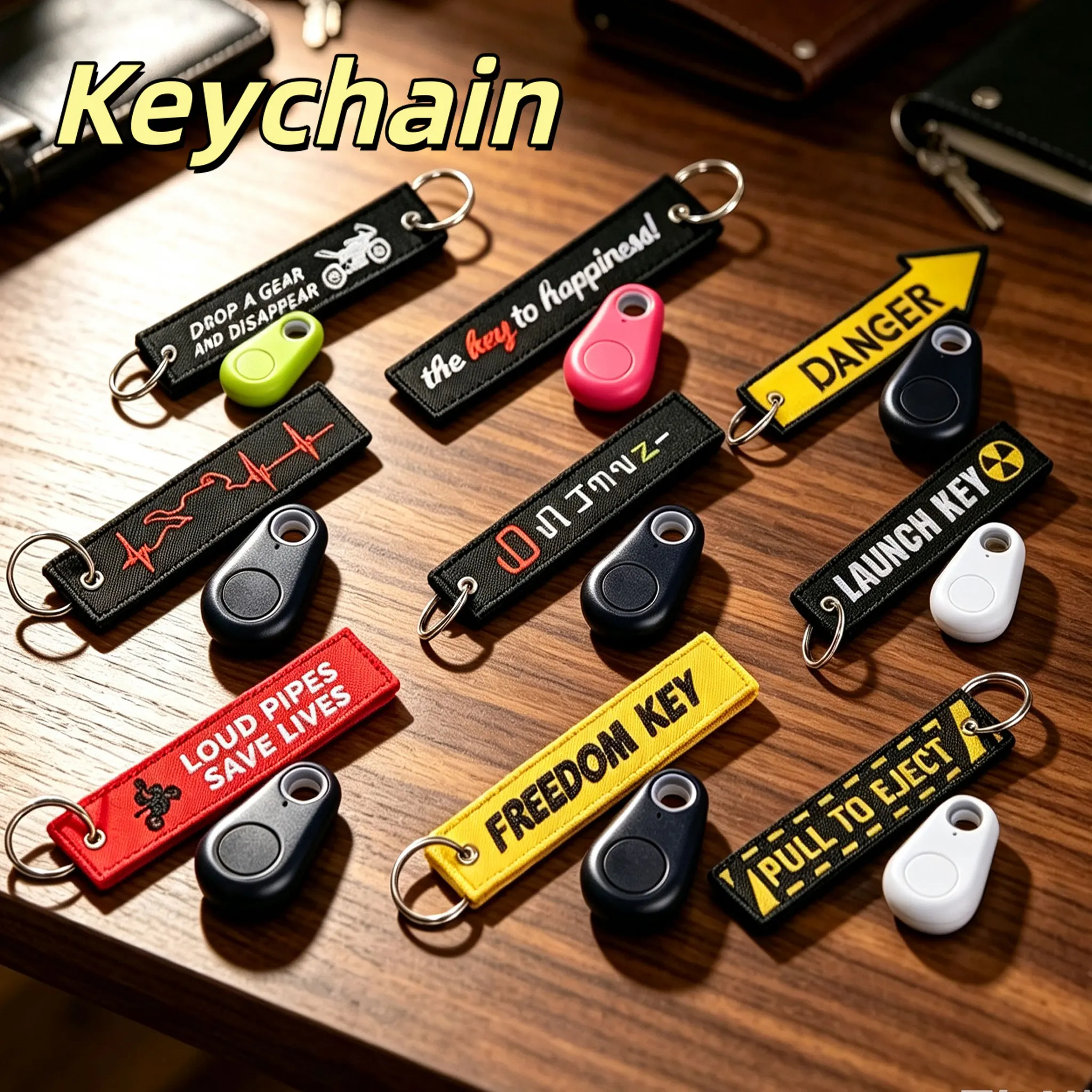 Embroidery Key Ring Kits for Car Keys + Mini GPS Tracker for Kids Wallet Pet Dog Backpack Key Finder Anti Lost Keychain Key Fobs