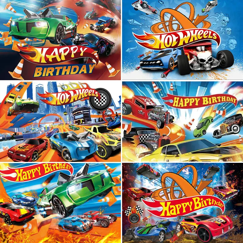 Racing Car Motorcycle Theme Boy Birthday Background Children Birthday Party Decoration Banner Hot Wheel Photography Backdrops