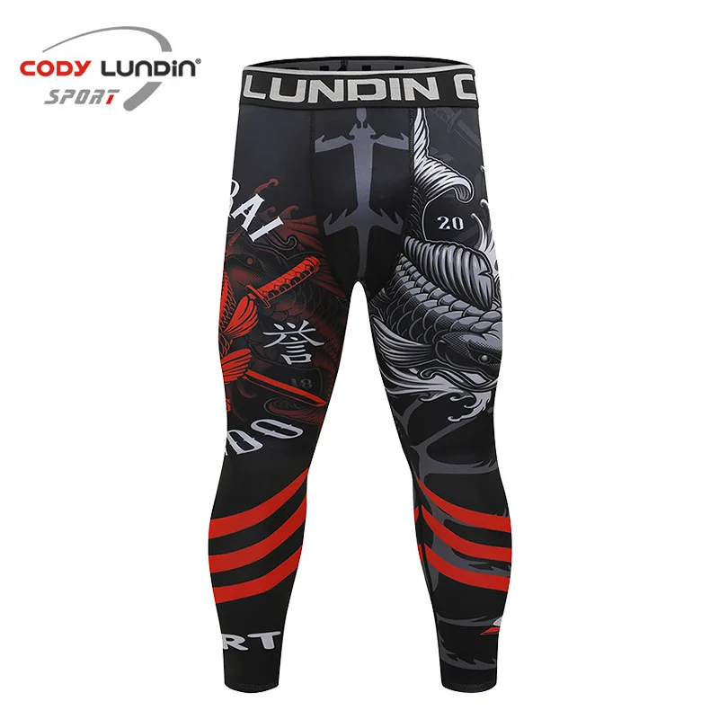 Men Compression Pants MMA Crossfit Bodybuilding Workout Gym Tights MMA Sport Sweatpants Fitness Skinny Leggings Running Trousers