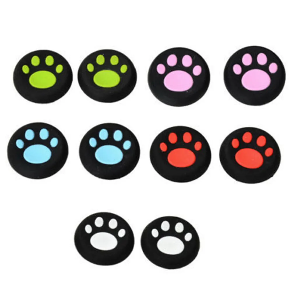 4Pcs Cute Cat Pattern Thumbstick Caps Soft Silicone Joystick Covers for 3 2 360 Protective Grip Gaming