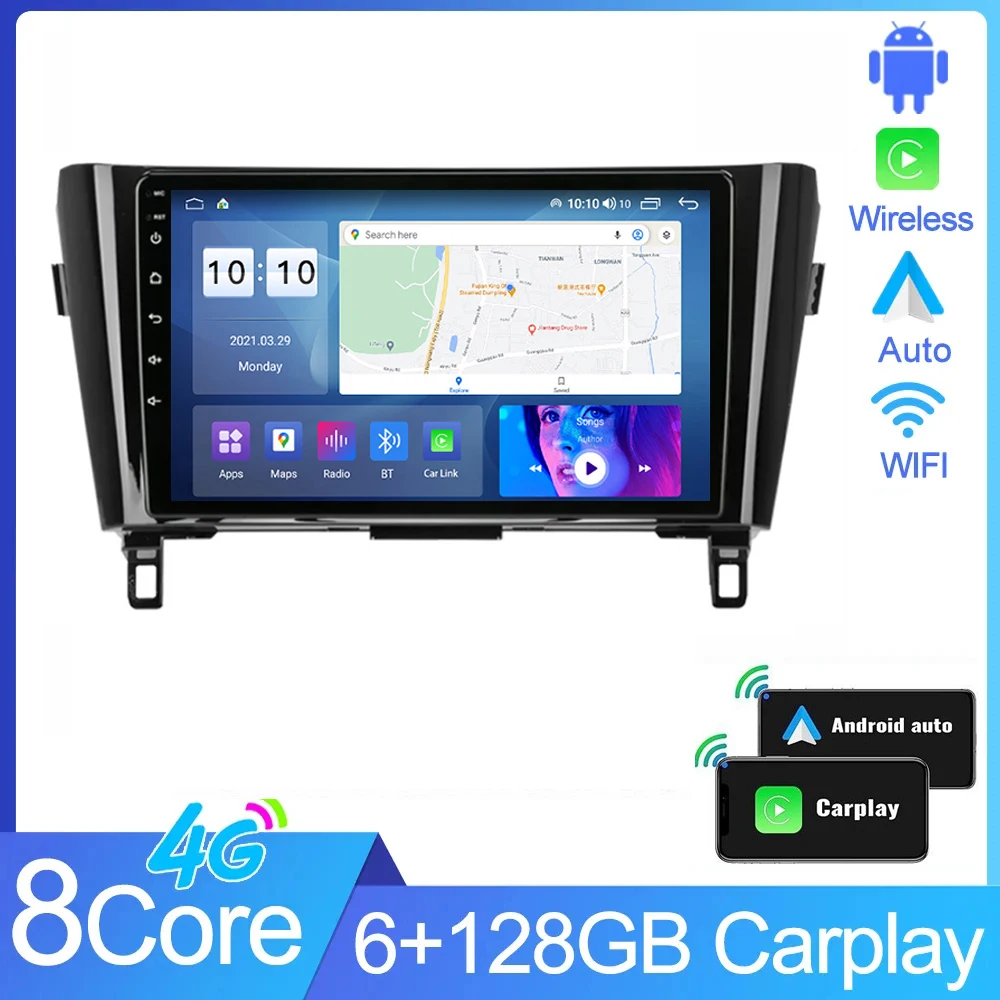 

Wireless CarPlay Android Auto Radio for Nissan Qashqai J11 X-Trail 3 T32 2014-2018 4G+WIFI Car Multimedia GPS 2din DSP RDS