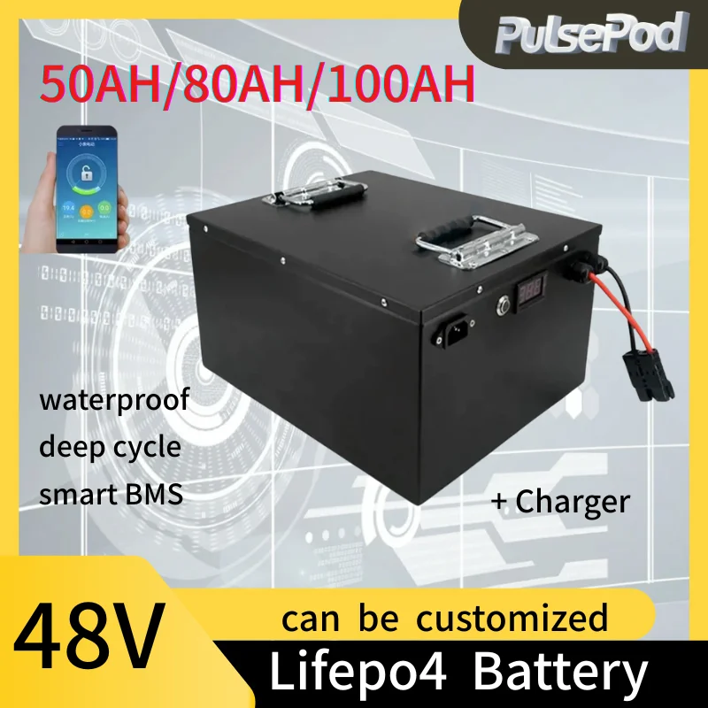 

PulsePod 48V 50AH 80Ah 100Ah Lifepo4 lithium battery pack for Ryobi RM480e RM300e ZT480ex 300MV Zero Turn riding mower