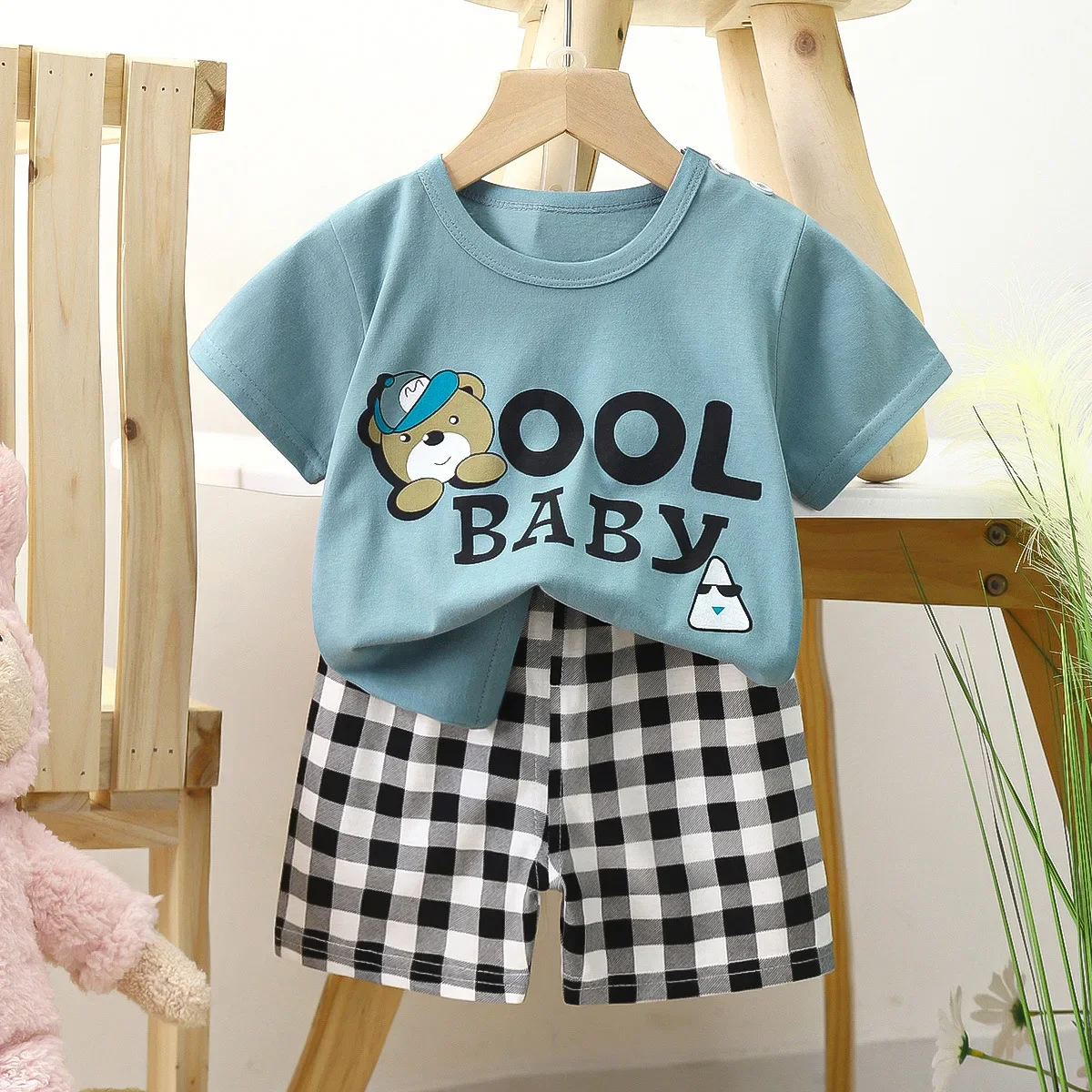 2PCS Children Clothing Suit summer cartoon Children\'s Sets Cotton T-Shirts Shorts Boys Girls Short sleeve Kids Clothes