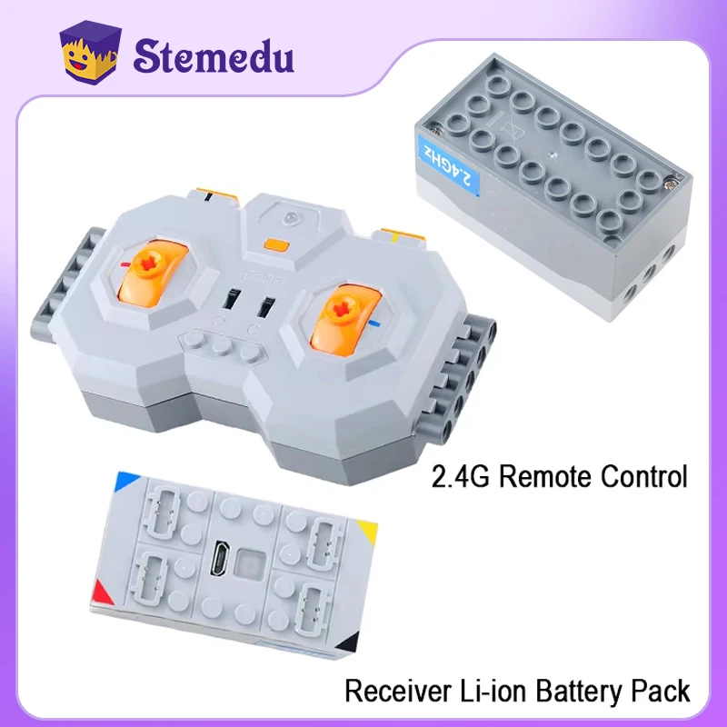 4-Channel Remote Control Set MOC Rechargeable Lithium Battery Box Multi-function Power Up Tool Car Train Motor Building Blocks