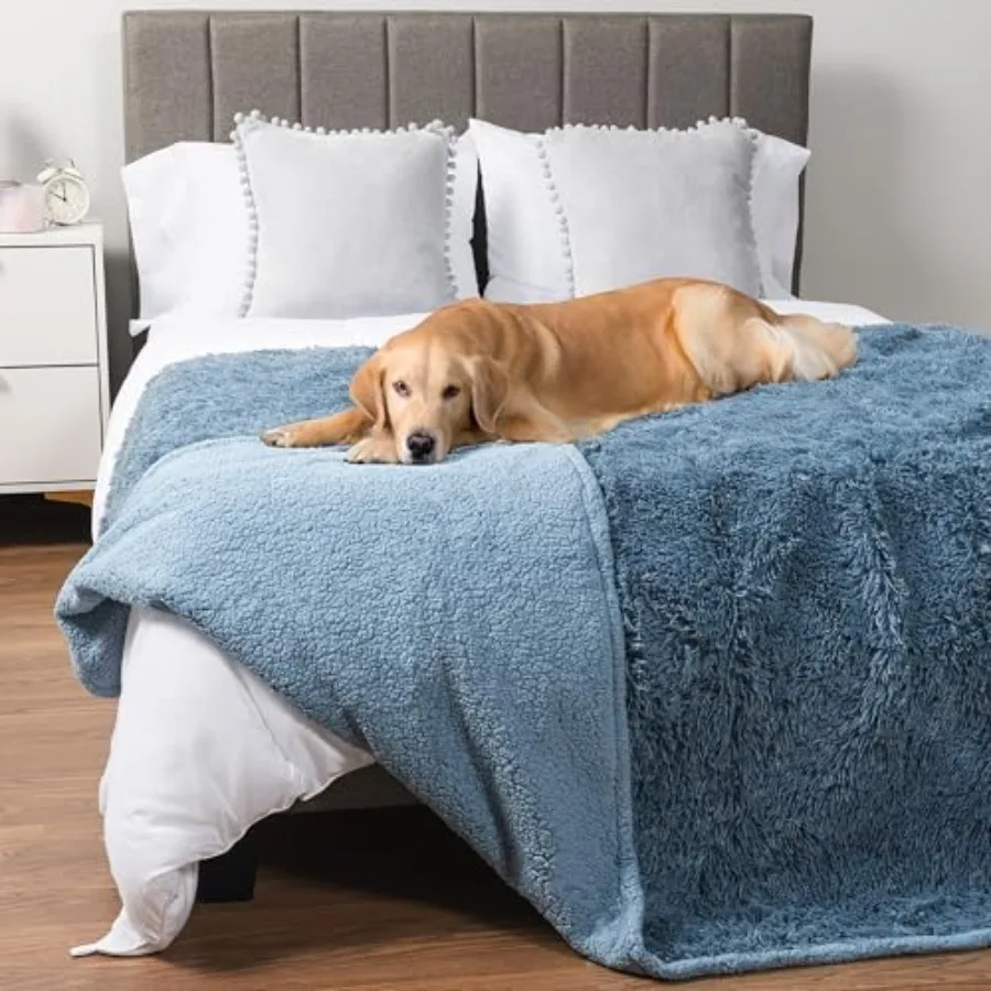 

Waterproof Dog Blanket for Couch, Bed and Furniture, Reversible Sherpa and Faux Fur Pet Blanket, Leakproof Pet Blanket for Larg