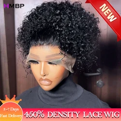 High Density 435g 360 Full Lace Wig Human Hair Kinky Curly 13x6 Hd Transparent Lace Frontal Human Hair Full Head Preplucked Wigs