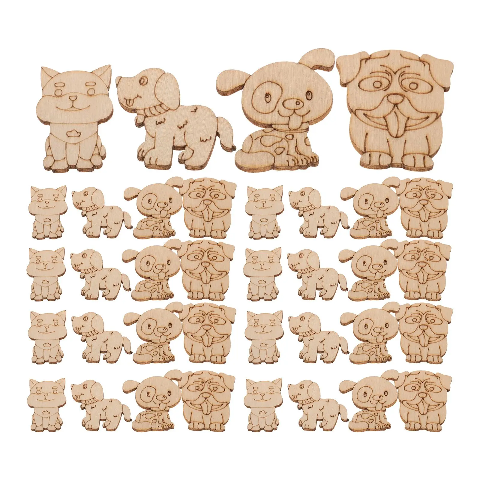 

100 Pcs Pet Dog Wood Chips Unfinished Wooden Slices Blank Animal DIY Craft Home Decor Painting Materials Sturdy Surface