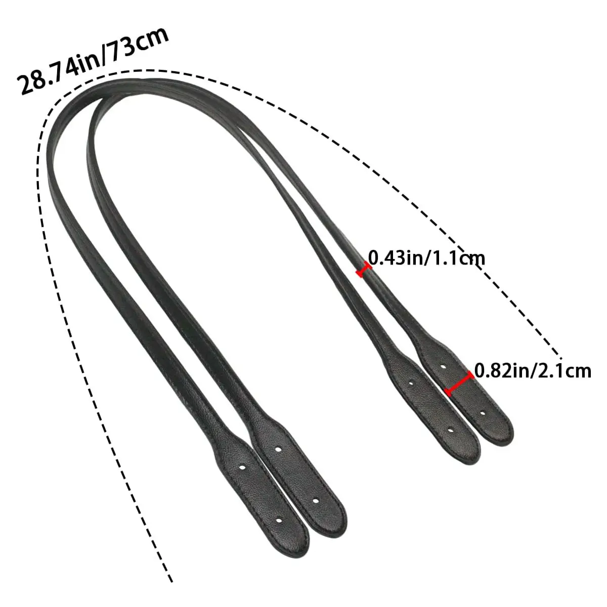 2Pcs PU Leather Bag Handles Leather Handle Wraps Mount Strap Bags Handles Leathers Belt Band Replacement Rivets Purses Strap