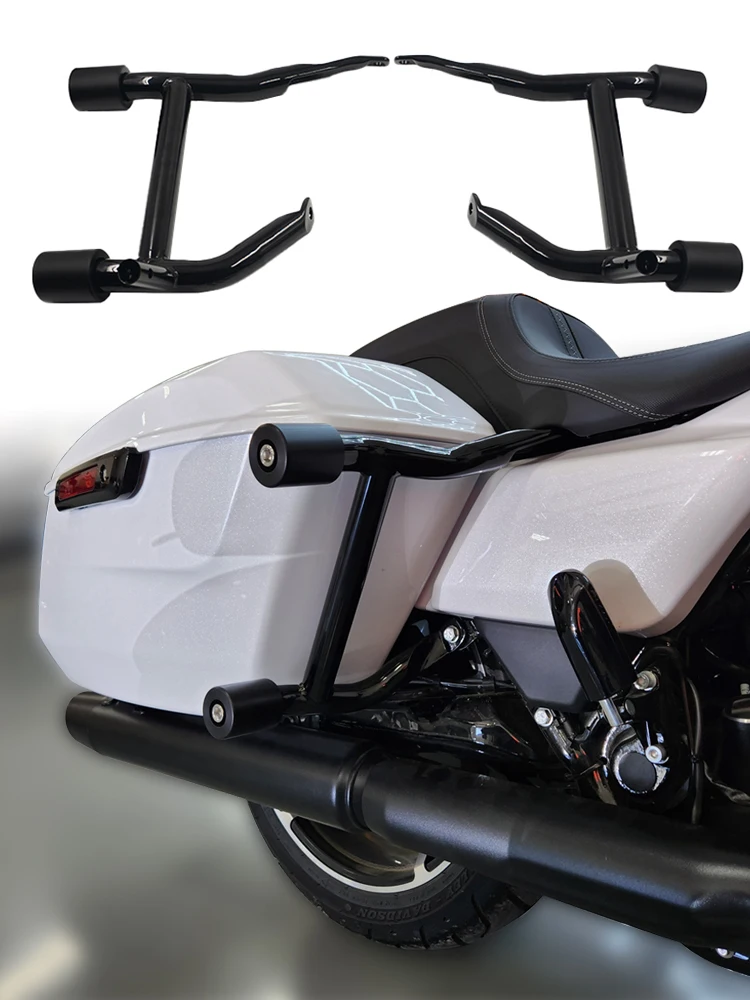 Saddlebag Guard Rail Guard with Support Bar&Replacement Slider for Harley Touring 2014-2026（including 2023.5-later)