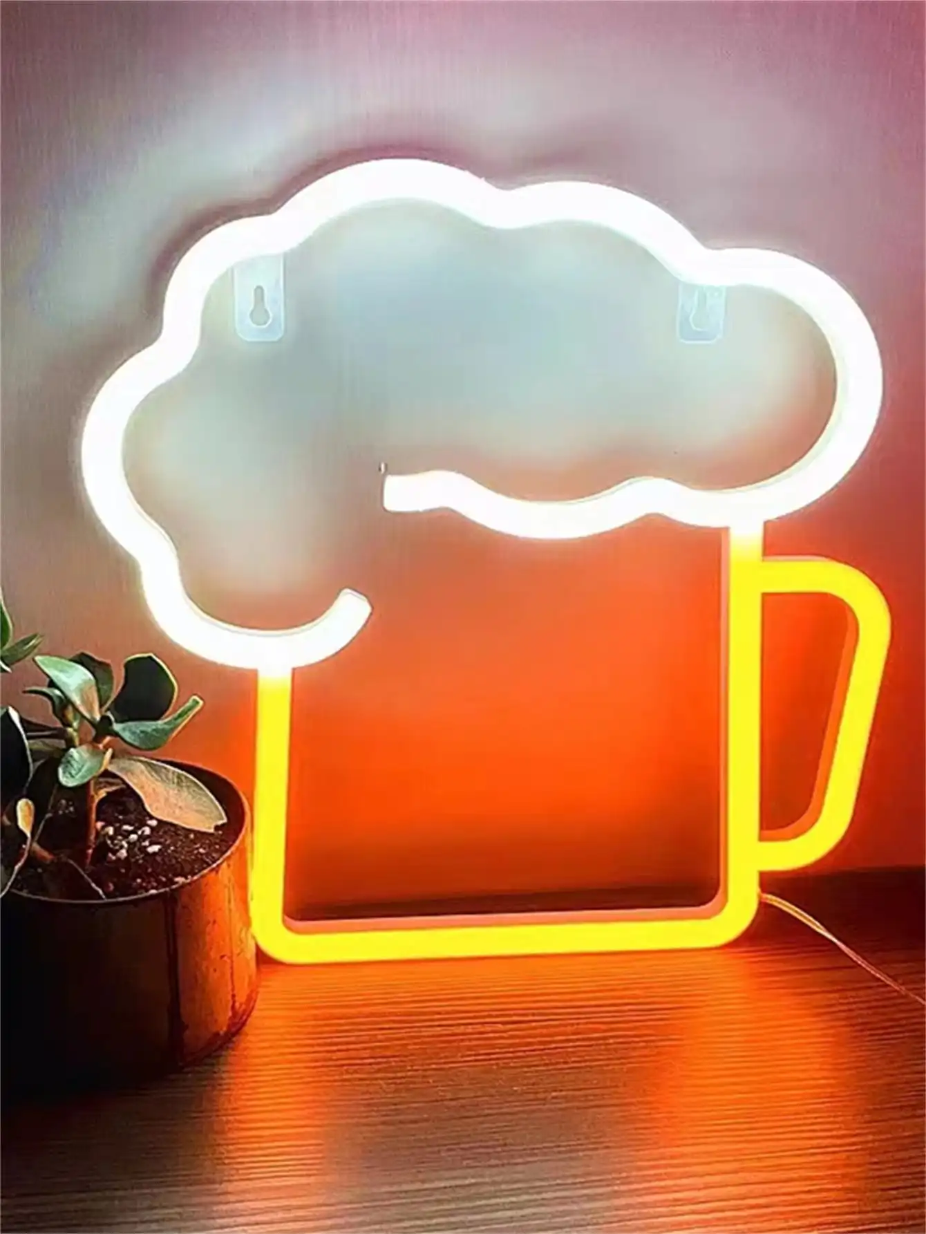 Sinal de luz neon de espuma para copo de cerveja: ideal para decoração de quarto, bar, aniversário, casamento e presente