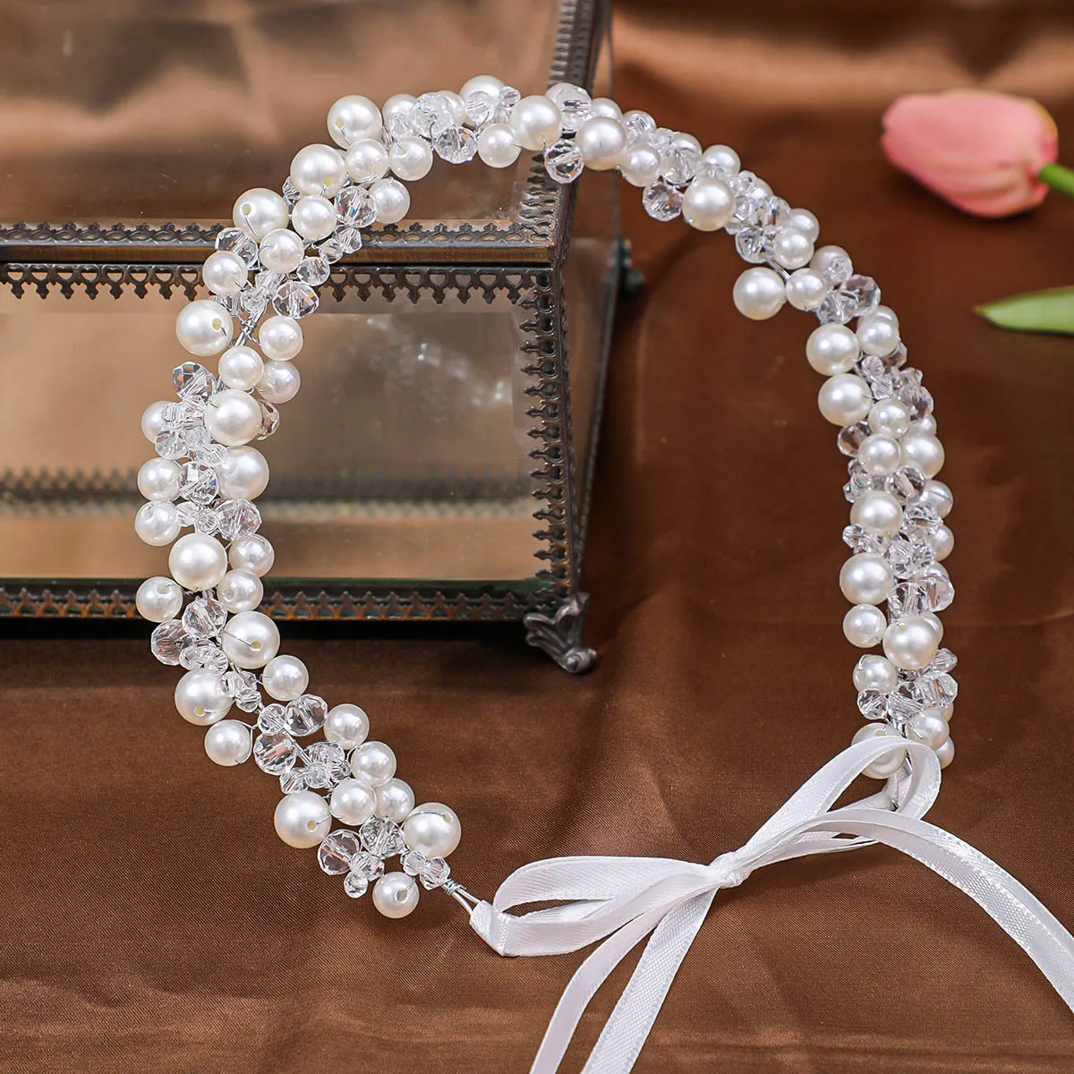 Bridal Wedding Headbands Full Pearl and Rhinestones Tiaras Hairbands For Women Bride Bridal Wedding Hair Accessories Jewelry