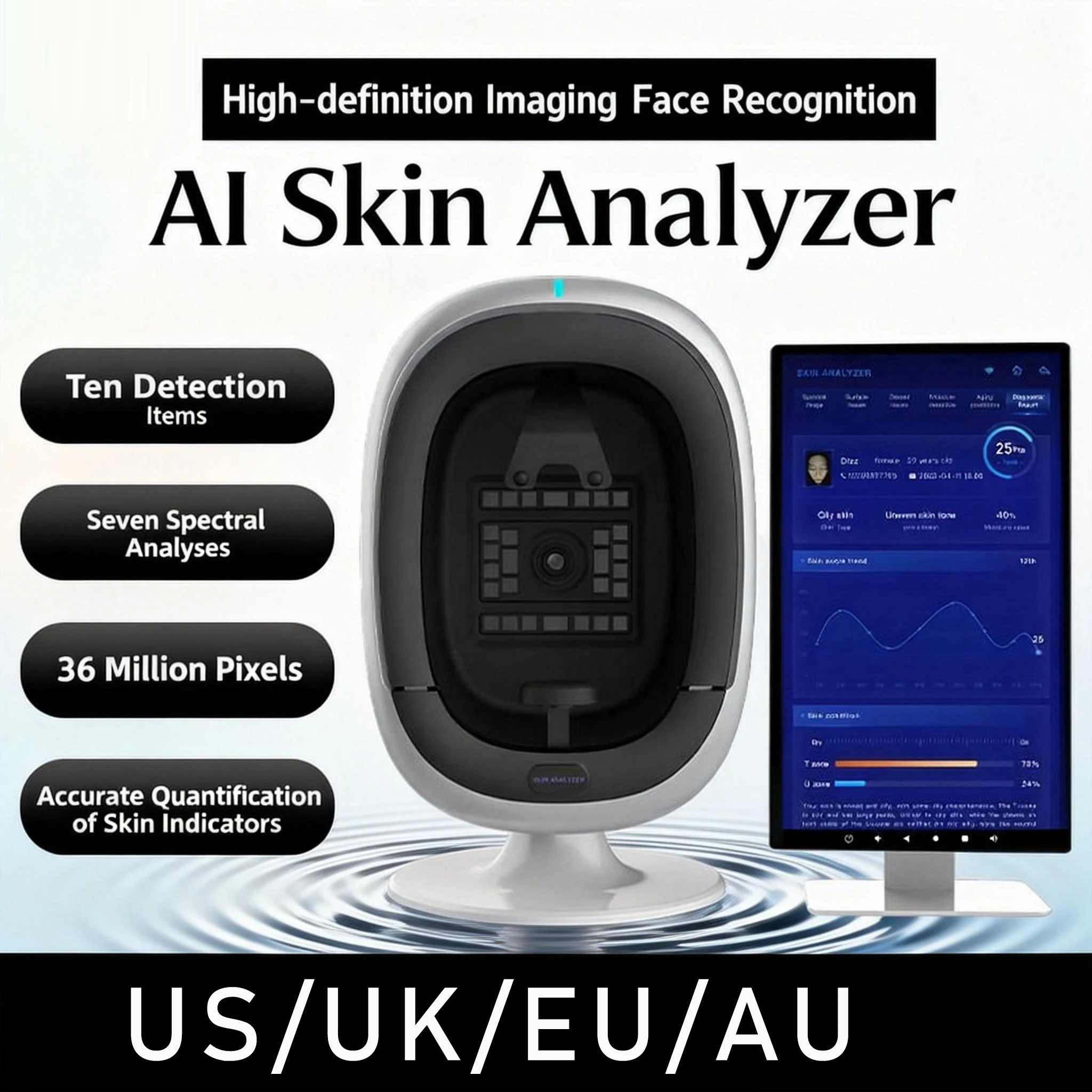 

AISIA O1 3D AI Анализатор кожи лица Обнаружение проблем кожи Диагностика 8-спектр Профессиональный анализ Оборудование для салонов красоты